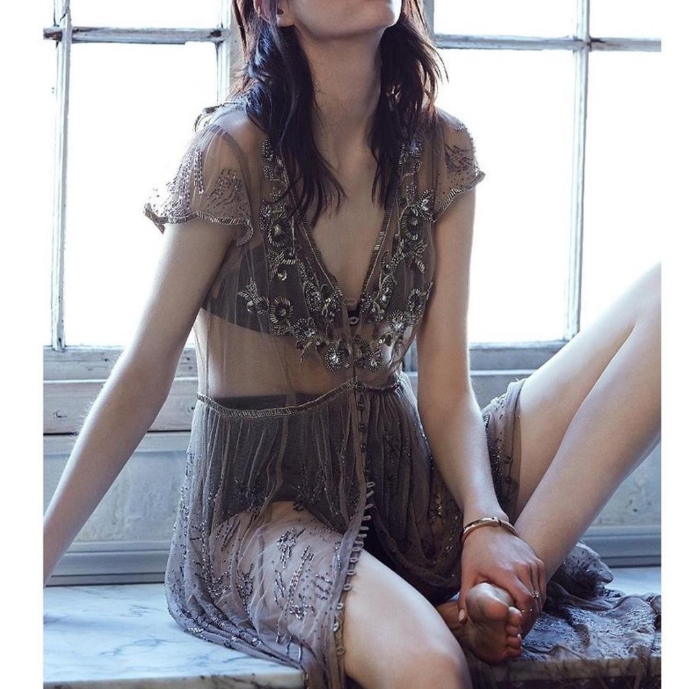 Embellished mesh kimichi blue dress